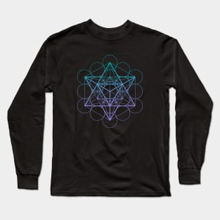 Metatron's Cube Merkaba Sacred Geometry Long Sleeve T-Shirt